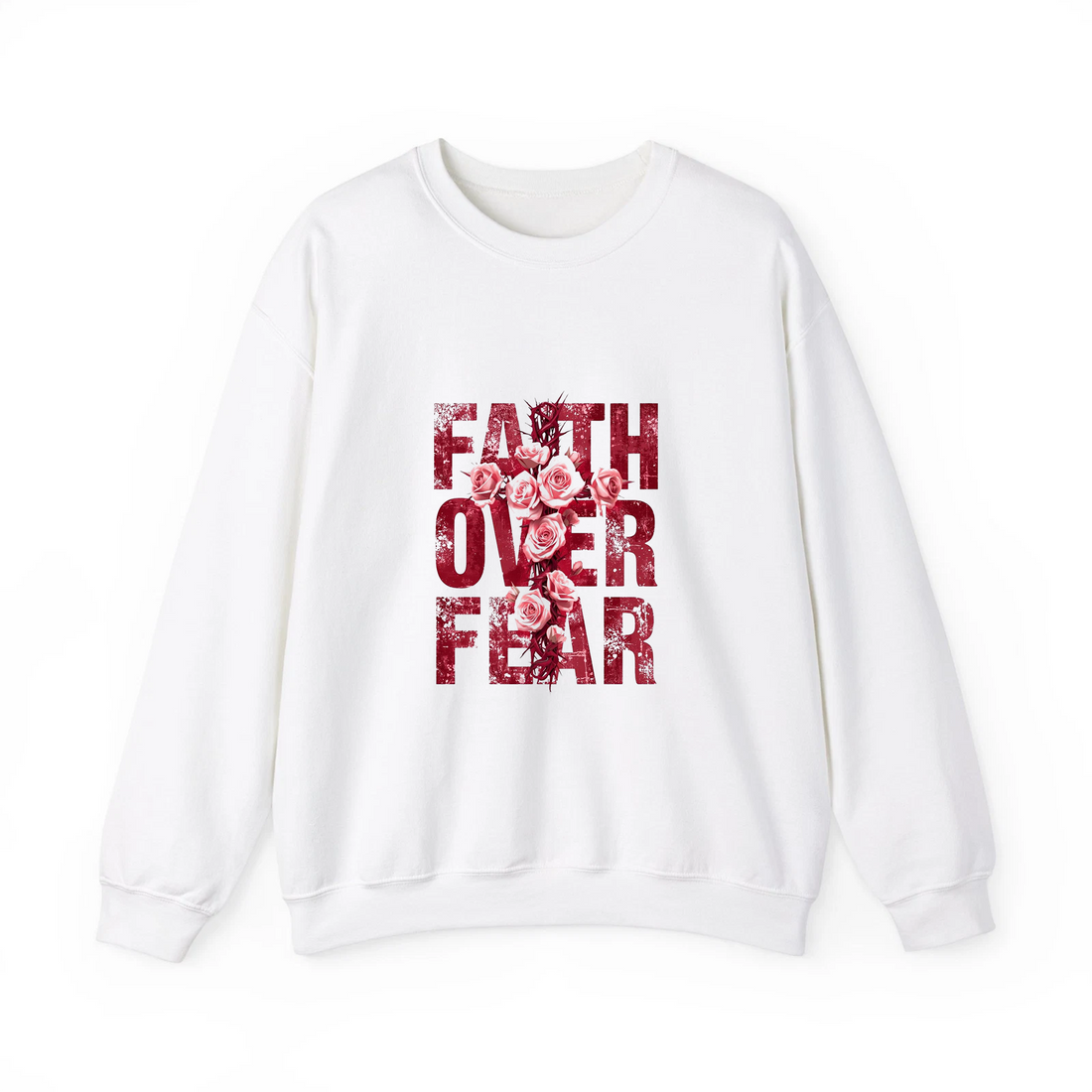 Faith Over Fear Christian Shirt, Floral Cross Faith Tee, Inspirational Religious Apparel for Men Women