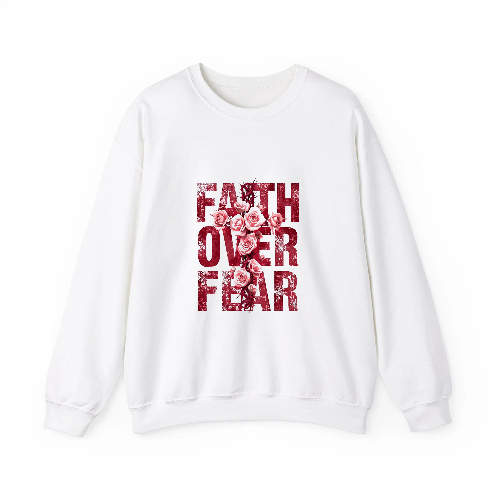 Faith Over Fear Christian Shirt, Floral Cross Faith Tee, Inspirational Religious Apparel for Men Women