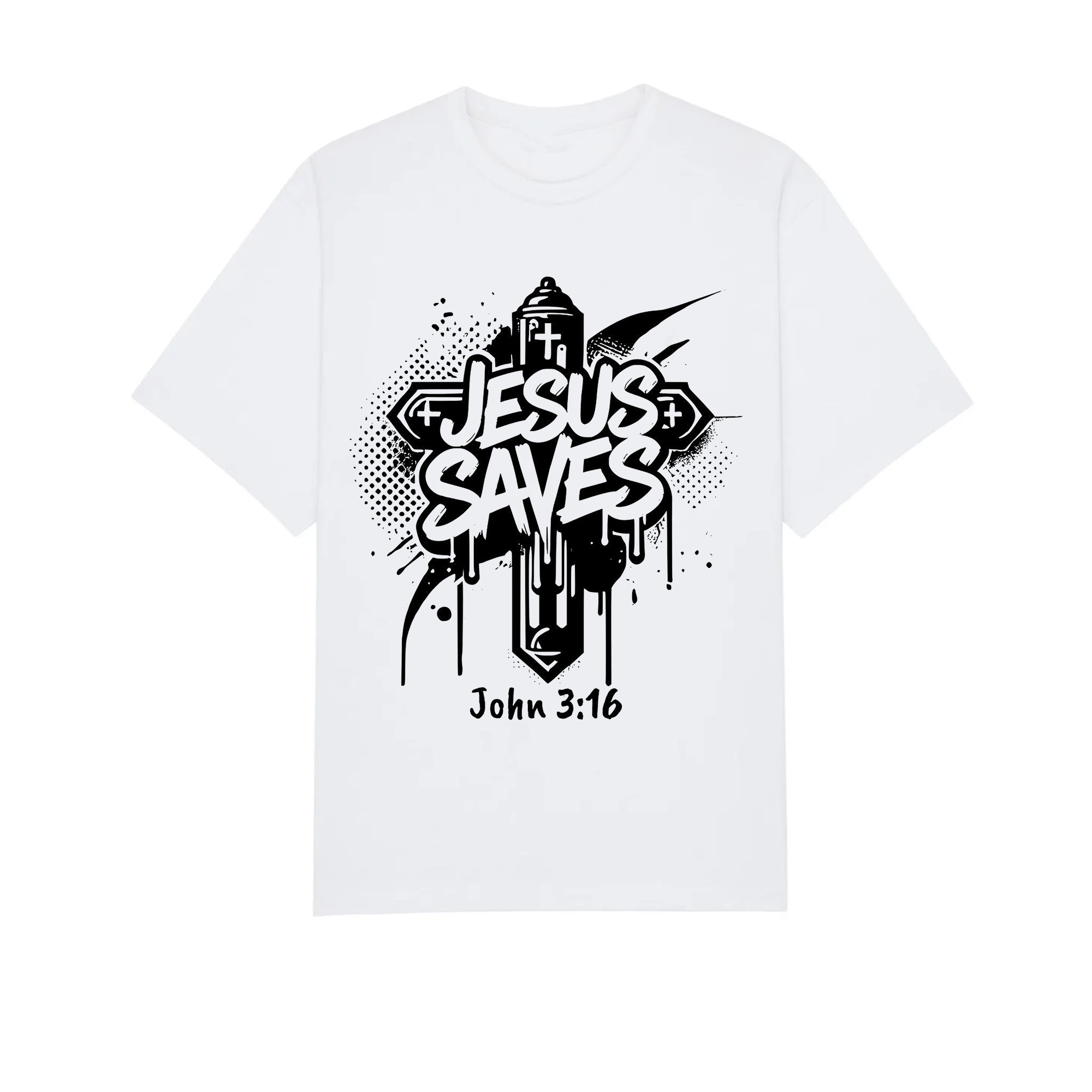 Jesus Saves Cross Shirt, John 3:16 Bible Verse Tee, Christian Faith Apparel Gift