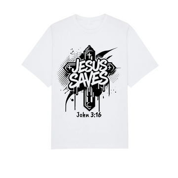 Jesus Saves Cross Shirt, John 3:16 Bible Verse Tee, Christian Faith Apparel Gift