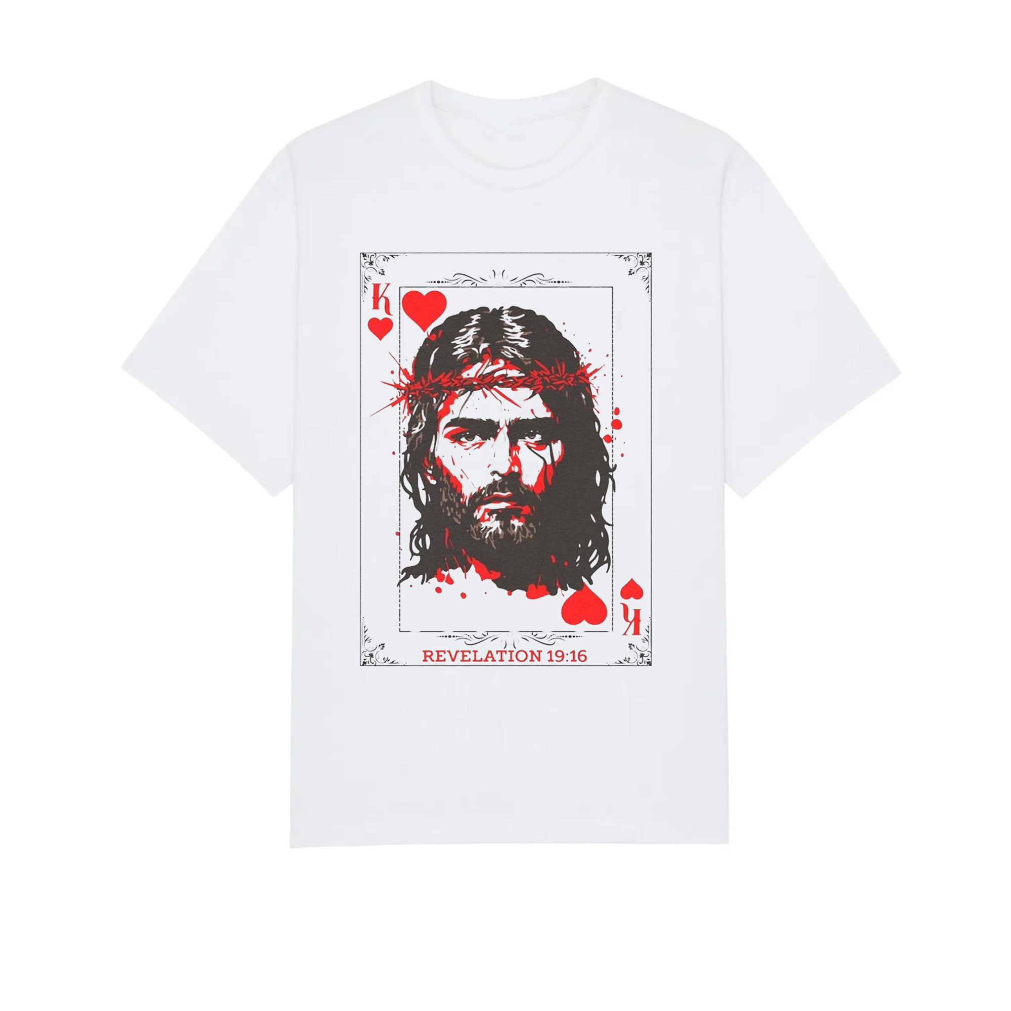 Jesus King of Hearts Shirt, Christian Graphic Tee, Faith Based Religious T-Shirt