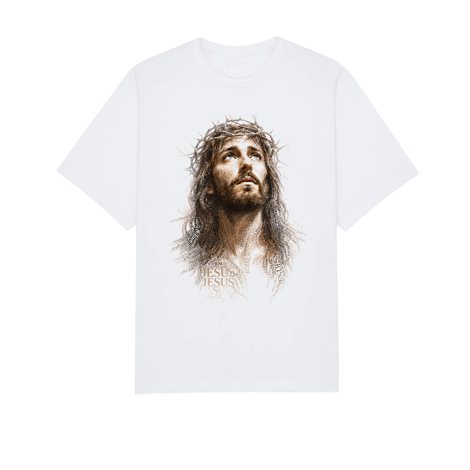 Jesus Typography Portrait Shirt, Christian Faith Tee, Crown of Thorns Religious Apparel for Men Women