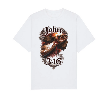 John 3:16 Cross Illustration Shirt, Christian Faith Tee, Jesus Love Bible Verse, Religious Gift
