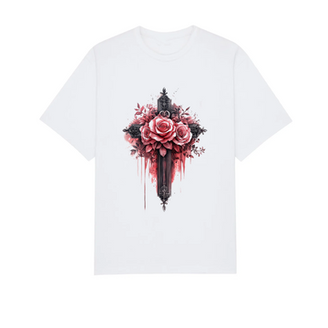 Floral Cross Christian Shirt, Rose Faith Tee, Vintage Religious Apparel for Men Women