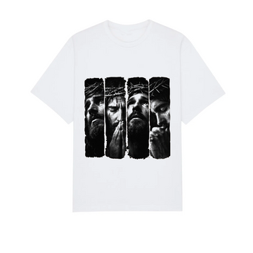 Sorrowful Savior Portrait Tee, Monochrome Christian Artwork, Devotional Apparel for Faithful Hearts