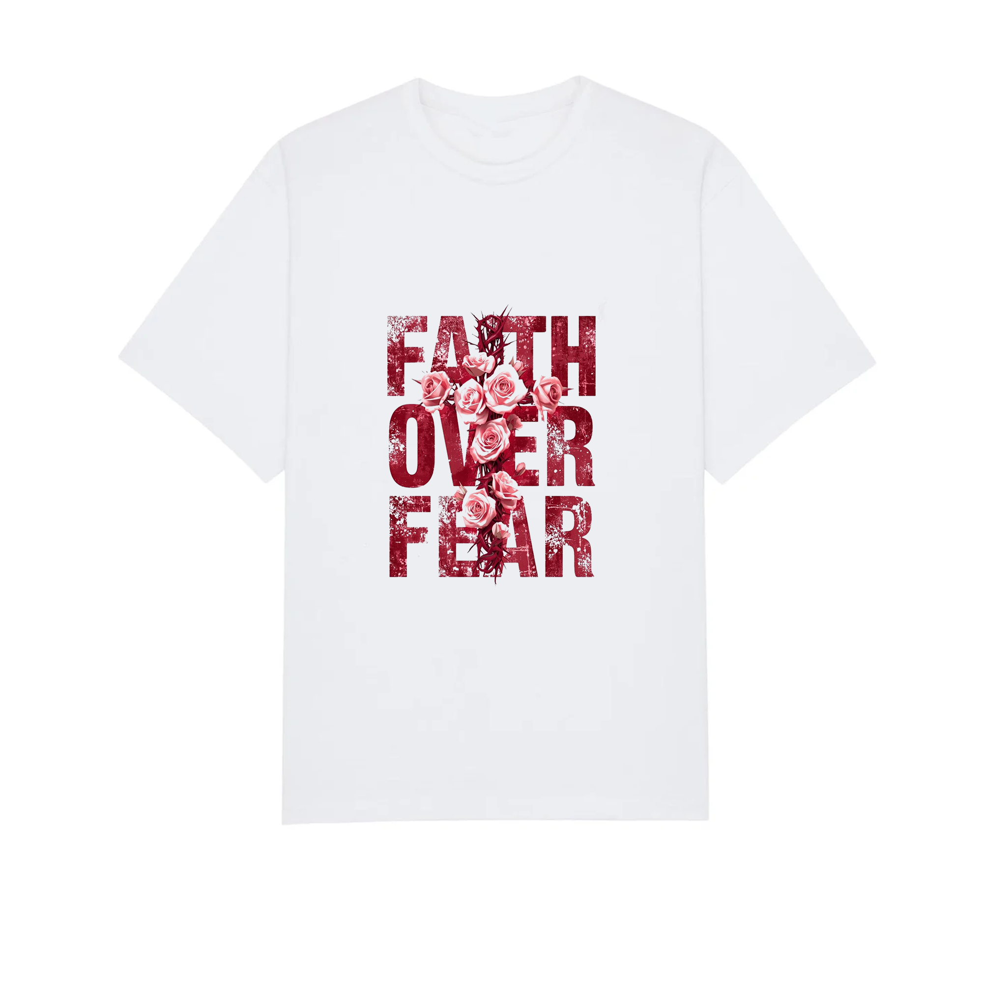 Faith Over Fear Christian Shirt, Floral Cross Faith Tee, Inspirational Religious Apparel for Men Women