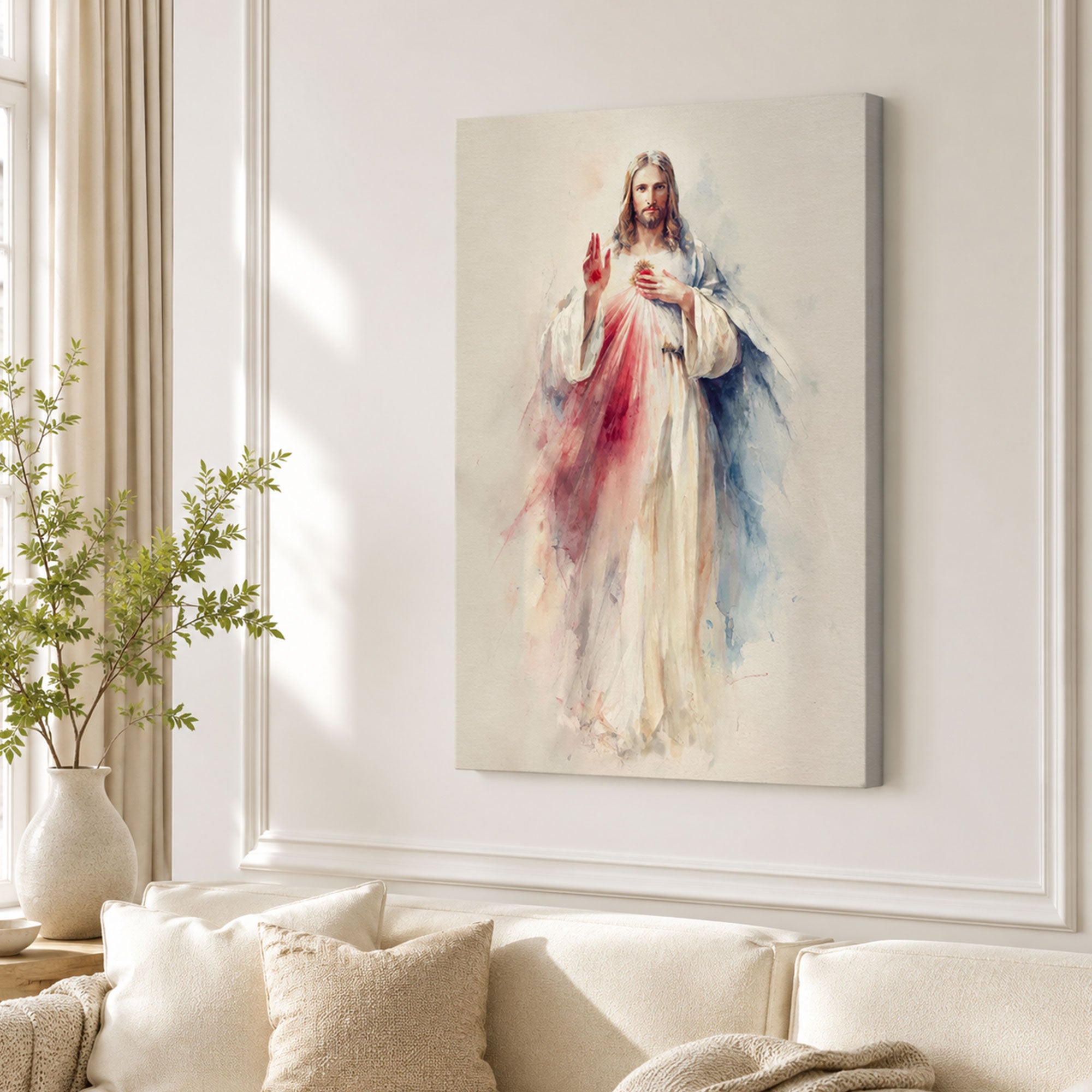 Divine Mercy Jesus Canvas Wall Decor, Christian Art Print, Catholic Gift, Sacred Jesus Painting