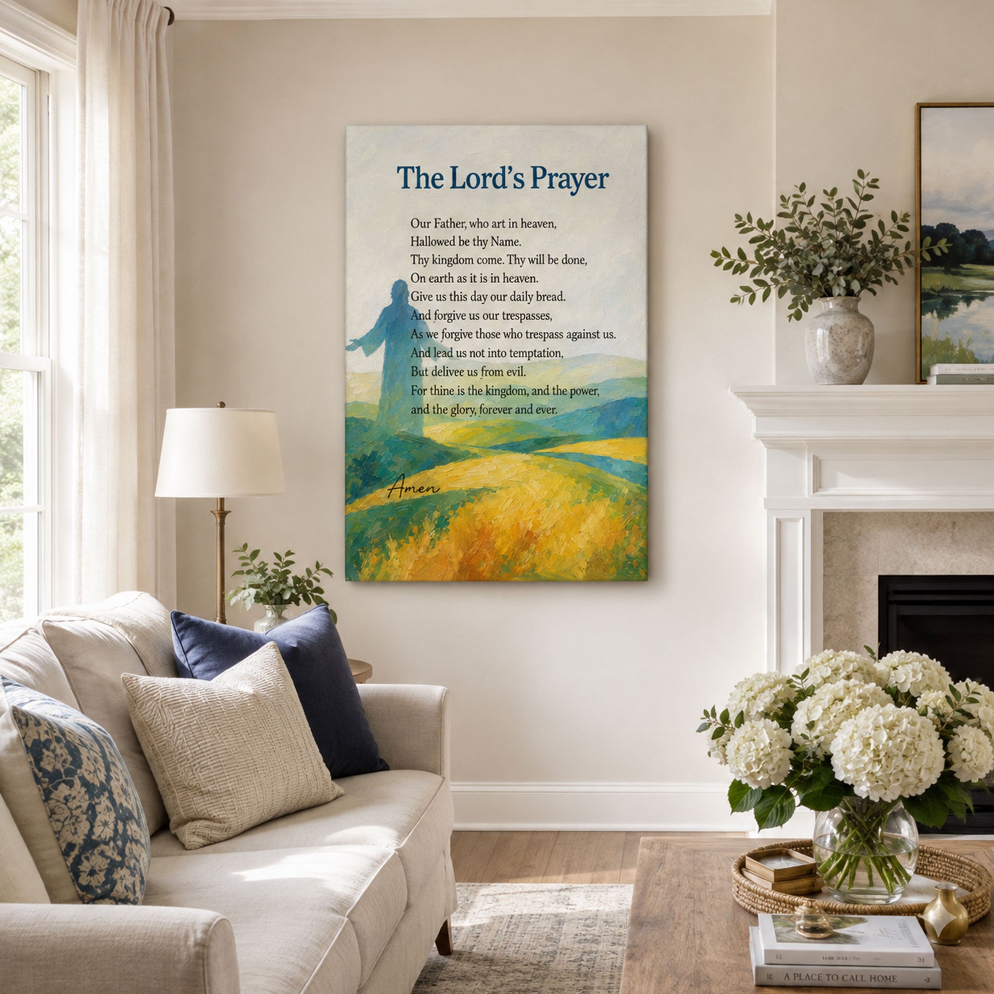 The Lord’s Prayer Canvas Print, Our Father Christian Wall Decor, Bible Verse Faith Gift