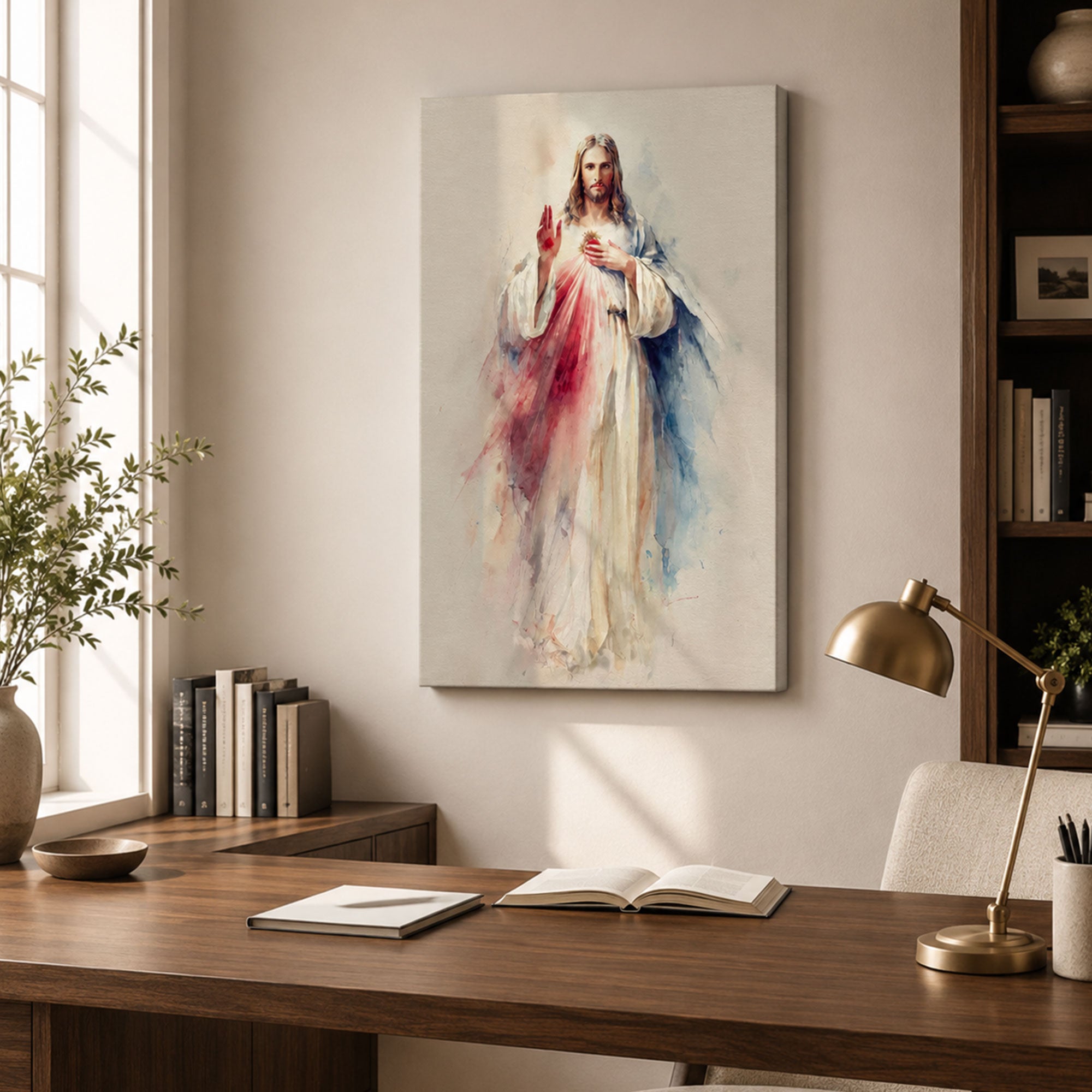 Divine Mercy Jesus Canvas Wall Decor, Christian Art Print, Catholic Gift, Sacred Jesus Painting