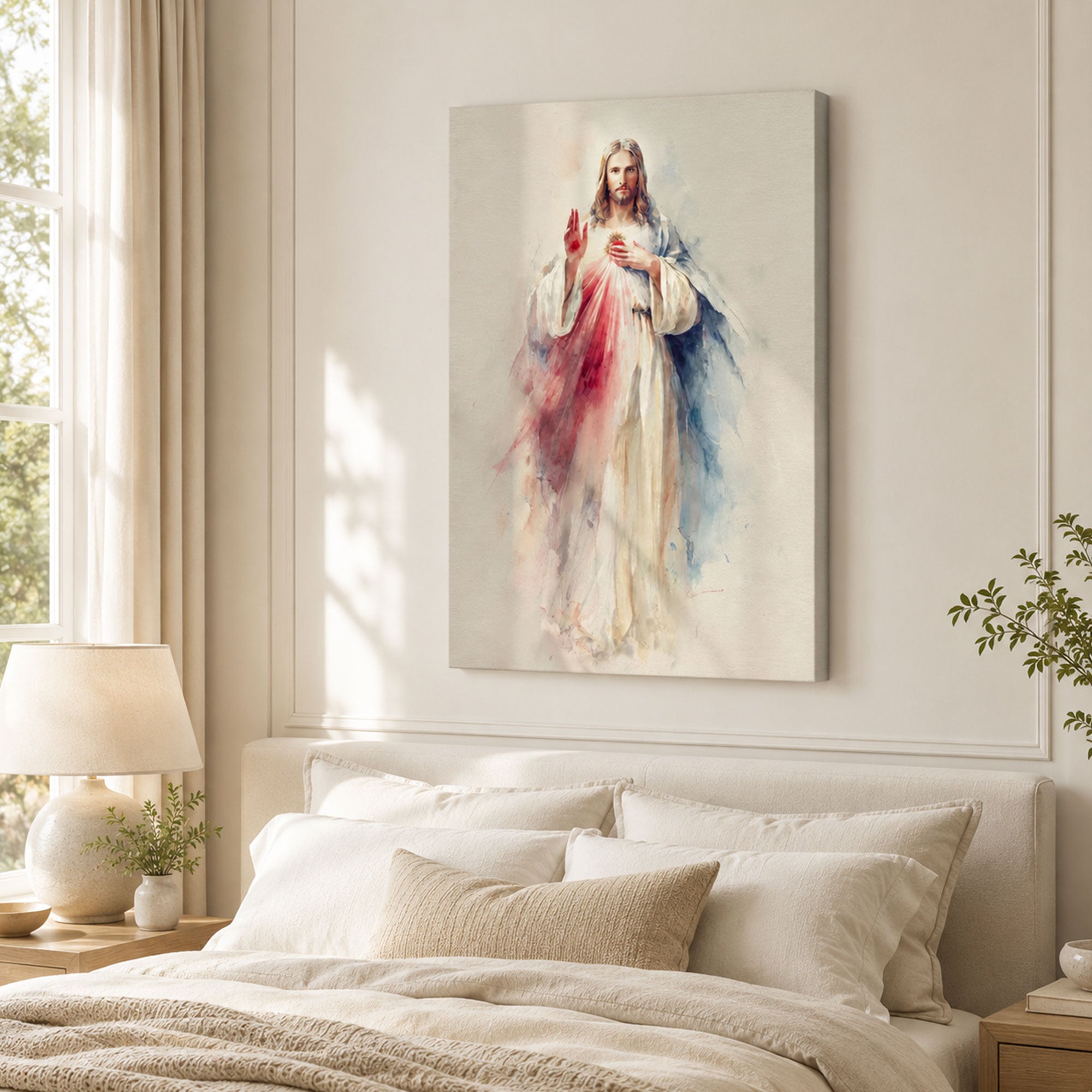 Divine Mercy Jesus Canvas Wall Decor, Christian Art Print, Catholic Gift, Sacred Jesus Painting
