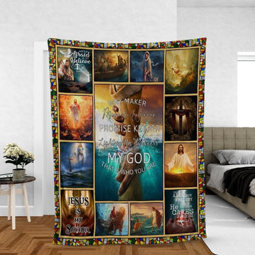 Christian Jesus Fleece Blanket, Faith Inspired Throw, Religious Gift for Believers, Soft Cozy Christian Blanket, Inspirational Home Decor