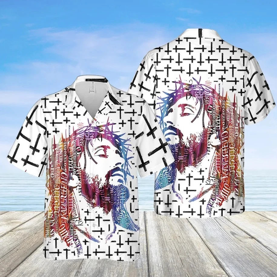 Jesus Hawaiian Shirt Christian 3D Aloha Shirt, Christ Faith Summer Short Sleeve Button Up