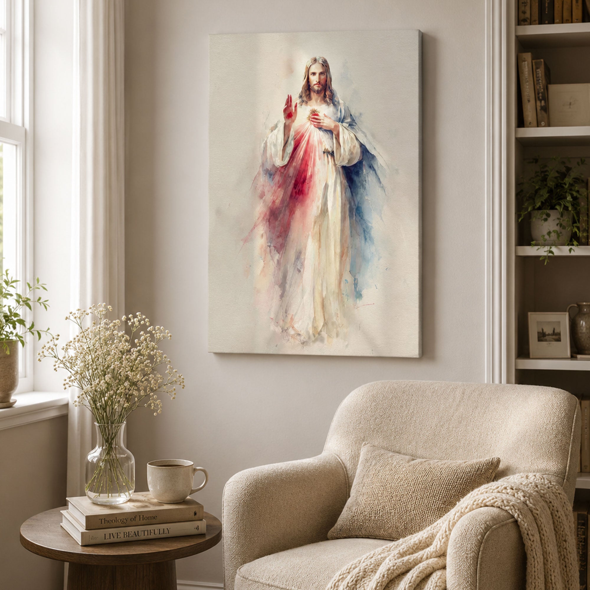 Divine Mercy Jesus Canvas Wall Decor, Christian Art Print, Catholic Gift, Sacred Jesus Painting